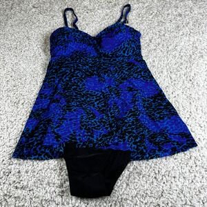 Shore‎ Shapes Swimwear One Piece Dress Blue Black Animal Print Adjustable Straps